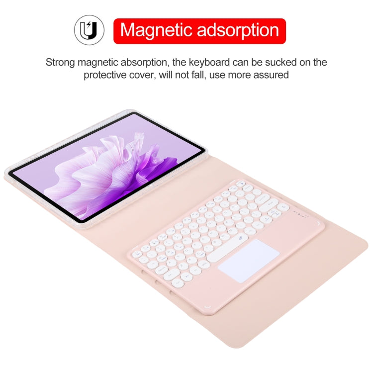For Huawei MatePad Air 11.5 Round Button Bluetooth Keyboard Rotatable Holder Leather Case with Touchpad(Rose Gold) - Huawei Keyboard by PMC TechLife | Online Shopping South Africa | PMC TechLife