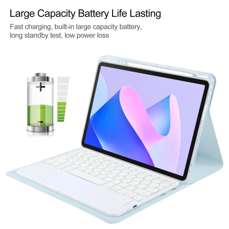 For Huawei MatePad 11 2023 / 2021 Square Button Bluetooth Keyboard Rotatable Holder Leather Case with Touchpad(Sky Blue) - Huawei Keyboard by PMC TechLife | Online Shopping South Africa | PMC TechLife