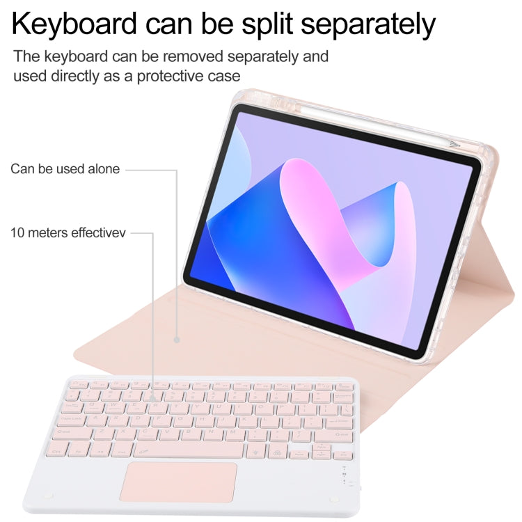 For Huawei MatePad 11 2023 / 2021 Square Button Bluetooth Keyboard Rotatable Holder Leather Case with Touchpad(Rose Gold) - Huawei Keyboard by PMC Jewellery | Online Shopping South Africa | PMC Jewellery