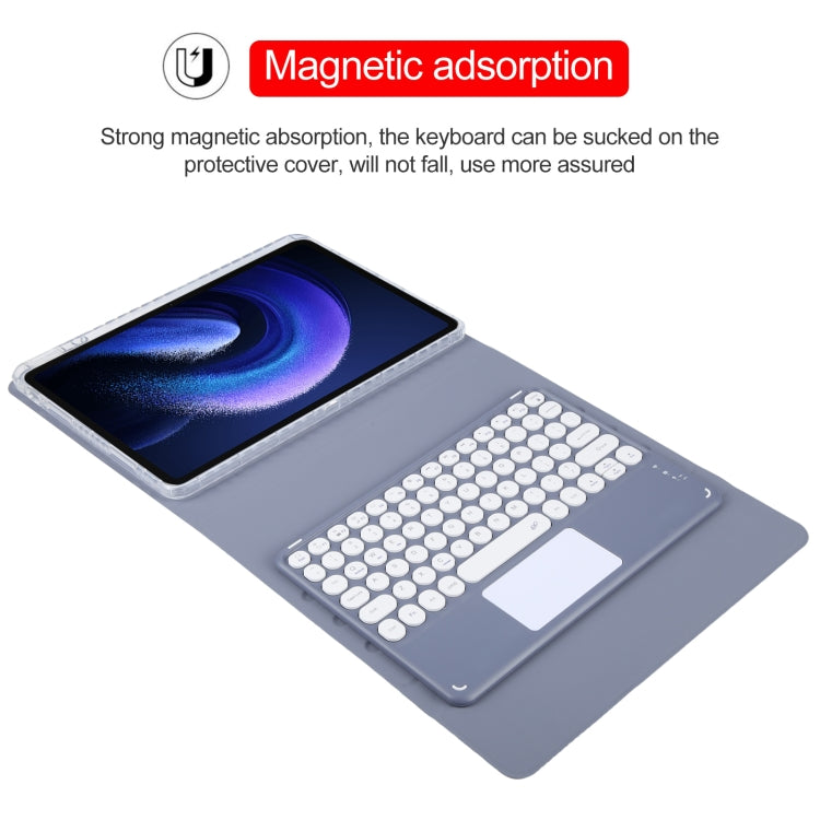 For Xiaomi Pad 6 Round Button Bluetooth Keyboard Rotatable Holder Leather Case with Touchpad(Lavender Purple) - Others Keyboard by PMC Jewellery | Online Shopping South Africa | PMC Jewellery