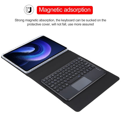 For Xiaomi Pad 6 Round Button Bluetooth Keyboard Rotatable Holder Leather Case with Touchpad(Black) - Others Keyboard by PMC Jewellery | Online Shopping South Africa | PMC Jewellery