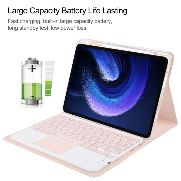 For Xiaomi Pad 6 Square Button Bluetooth Keyboard Rotatable Holder Leather Case with Touchpad(Rose Gold) - free shipping - PMC TechLife - Order now!