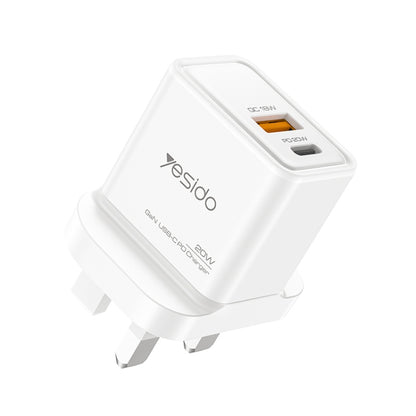 Yesido YC80 PD20W Dual Port Type-C GaN Charger, UK Plug - USB Charger by Yesido | Online Shopping South Africa | PMC Jewellery | Buy Now Pay Later Mobicred