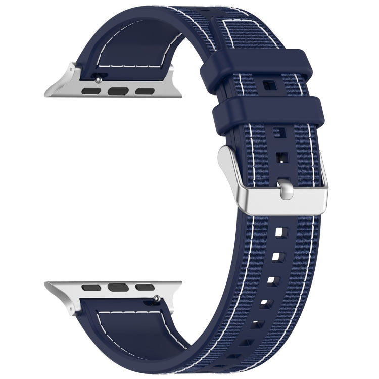 For Apple Watch SE 2023 40mm Ordinary Buckle Hybrid Nylon Braid Silicone Watch Band(Midnight Blue) - Watch Bands by PMC Jewellery | Online Shopping South Africa | PMC Jewellery