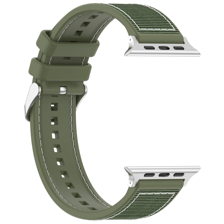 For Apple Watch Ultra 49mm Ordinary Buckle Hybrid Nylon Braid Silicone Watch Band(Green) - Watch Bands by PMC Jewellery | Online Shopping South Africa | PMC Jewellery