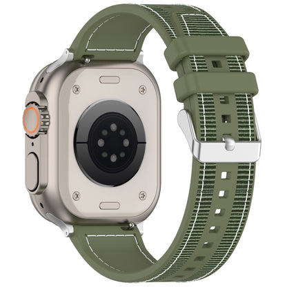 For Apple Watch Series 8 45mm Ordinary Buckle Hybrid Nylon Braid Silicone Watch Band(Green) - Watch Bands by PMC Jewellery | Online Shopping South Africa | PMC Jewellery