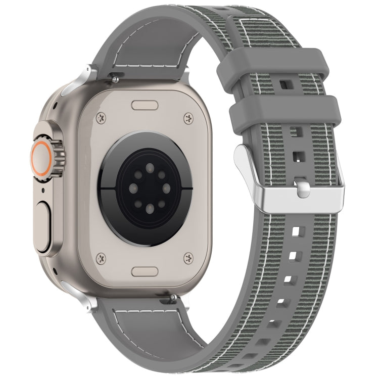 For Apple Watch SE 44mm Ordinary Buckle Hybrid Nylon Braid Silicone Watch Band(Grey) - Watch Bands by PMC TechLife | Online Shopping South Africa | PMC TechLife