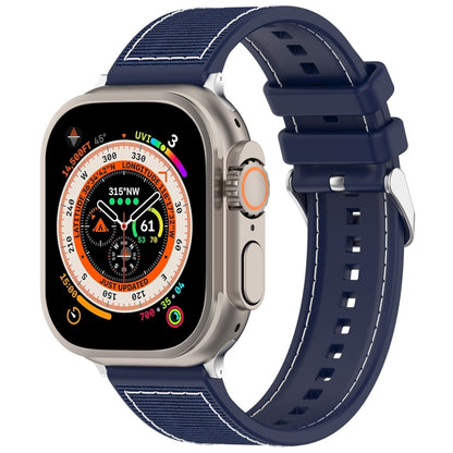 For Apple Watch SE 44mm Ordinary Buckle Hybrid Nylon Braid Silicone Watch Band(Midnight Blue) - Watch Bands by PMC Jewellery | Online Shopping South Africa | PMC Jewellery