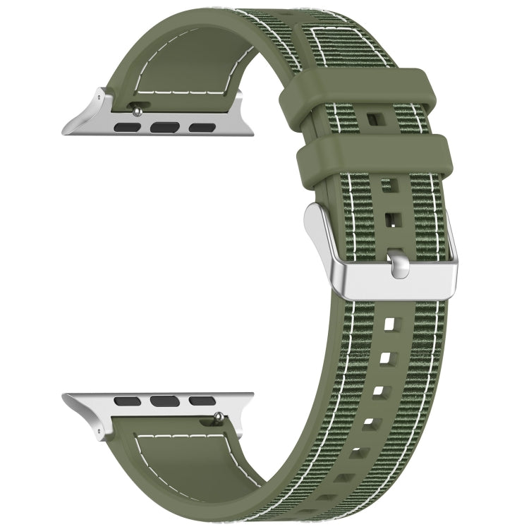 For Apple Watch Series 6 40mm Ordinary Buckle Hybrid Nylon Braid Silicone Watch Band(Green) - Watch Bands by PMC Jewellery | Online Shopping South Africa | PMC Jewellery