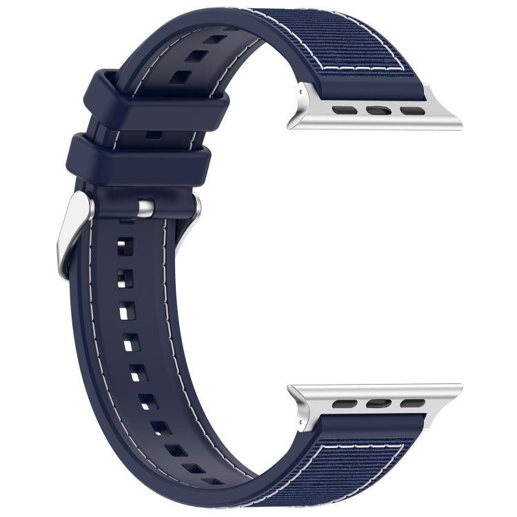 For Apple Watch Series 6 44mm Ordinary Buckle Hybrid Nylon Braid Silicone Watch Band(Midnight Blue) - Watch Bands by PMC Jewellery | Online Shopping South Africa | PMC Jewellery