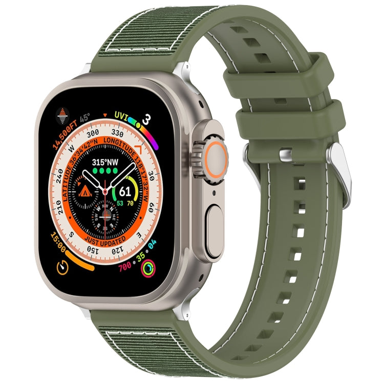 For Apple Watch Series 5 40mm Ordinary Buckle Hybrid Nylon Braid Silicone Watch Band(Green) - Watch Bands by PMC Jewellery | Online Shopping South Africa | PMC Jewellery