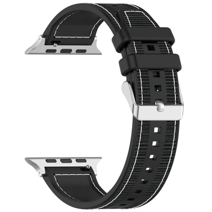 For Apple Watch Series 3 42mm Ordinary Buckle Hybrid Nylon Braid Silicone Watch Band(Black) - Watch Bands by PMC Jewellery | Online Shopping South Africa | PMC Jewellery