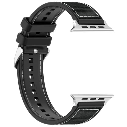 For Apple Watch Series 2 42mm Ordinary Buckle Hybrid Nylon Braid Silicone Watch Band(Black) - Watch Bands by PMC Jewellery | Online Shopping South Africa | PMC Jewellery