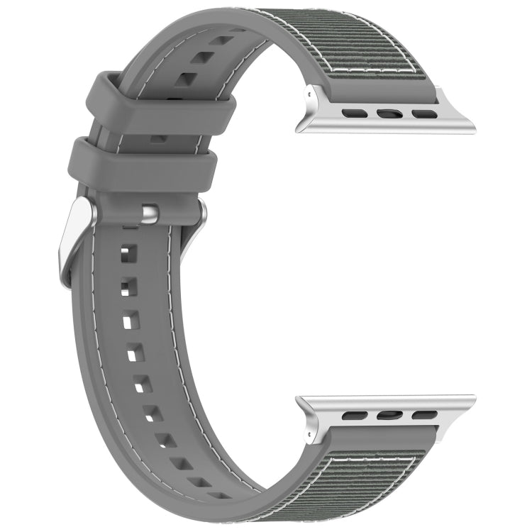 For Apple Watch 42mm Ordinary Buckle Hybrid Nylon Braid Silicone Watch Band(Grey) - Watch Bands by PMC TechLife | Online Shopping South Africa | PMC TechLife