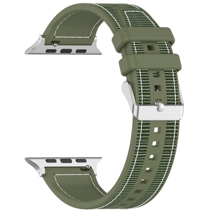 For Apple Watch 42mm Ordinary Buckle Hybrid Nylon Braid Silicone Watch Band(Green) - Watch Bands by PMC Jewellery | Online Shopping South Africa | PMC Jewellery