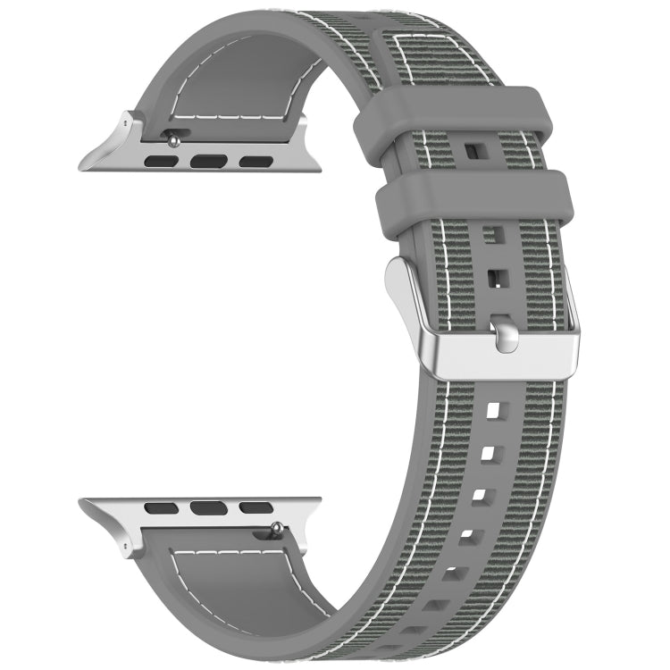 For Apple Watch 38mm Ordinary Buckle Hybrid Nylon Braid Silicone Watch Band(Grey) - Watch Bands by PMC TechLife | Online Shopping South Africa | PMC TechLife