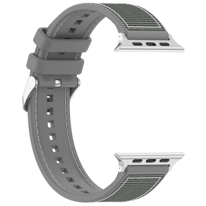 For Apple Watch 38mm Ordinary Buckle Hybrid Nylon Braid Silicone Watch Band(Grey) - Watch Bands by PMC Jewellery | Online Shopping South Africa | PMC Jewellery