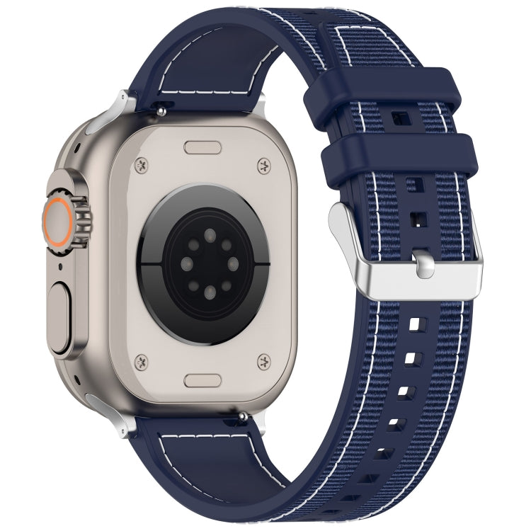 For Apple Watch 38mm Ordinary Buckle Hybrid Nylon Braid Silicone Watch Band(Midnight Blue) - Watch Bands by PMC TechLife | Online Shopping South Africa | PMC TechLife
