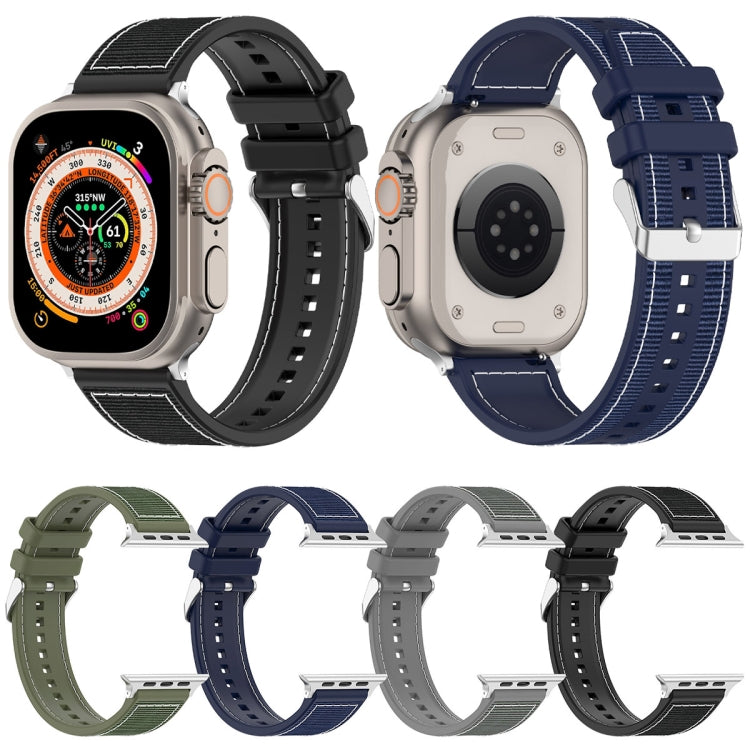 For Apple Watch 42mm Ordinary Buckle Hybrid Nylon Braid Silicone Watch Band(Grey) - Watch Bands by PMC TechLife | Online Shopping South Africa | PMC TechLife