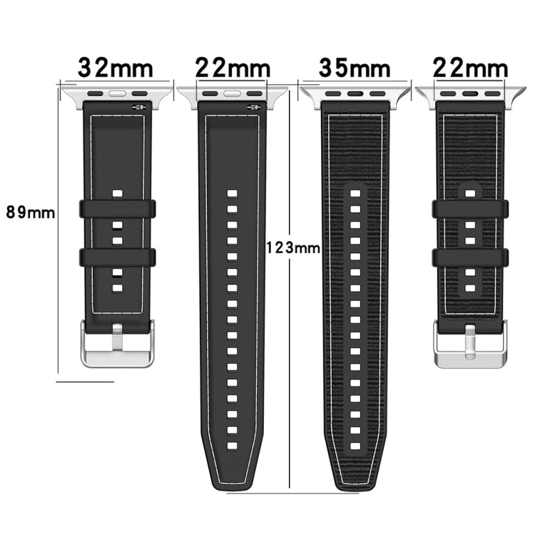 For Apple Watch 38mm Ordinary Buckle Hybrid Nylon Braid Silicone Watch Band(Black) - Watch Bands by PMC TechLife | Online Shopping South Africa | PMC TechLife