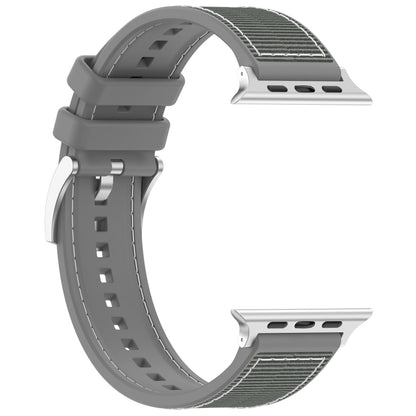 For Apple Watch Series 9 45mm Official Buckle Hybrid Nylon Braid Silicone Watch Band(Grey) - Watch Bands by PMC Jewellery | Online Shopping South Africa | PMC Jewellery