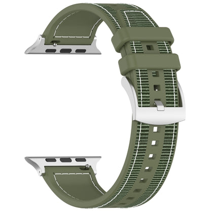 For Apple Watch Series 8 41mm Official Buckle Hybrid Nylon Braid Silicone Watch Band(Green) - Watch Bands by PMC Jewellery | Online Shopping South Africa | PMC Jewellery