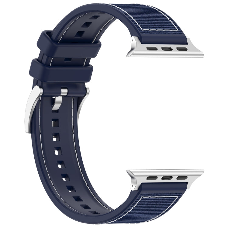 For Apple Watch SE 2022 40mm Official Buckle Hybrid Nylon Braid Silicone Watch Band(Midnight Blue) - Watch Bands by PMC Jewellery | Online Shopping South Africa | PMC Jewellery