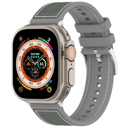 For Apple Watch Series 7 45mm Official Buckle Hybrid Nylon Braid Silicone Watch Band(Grey) - Watch Bands by PMC Jewellery | Online Shopping South Africa | PMC Jewellery