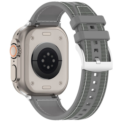 For Apple Watch Series 6 40mm Official Buckle Hybrid Nylon Braid Silicone Watch Band(Grey) - Watch Bands by PMC Jewellery | Online Shopping South Africa | PMC Jewellery