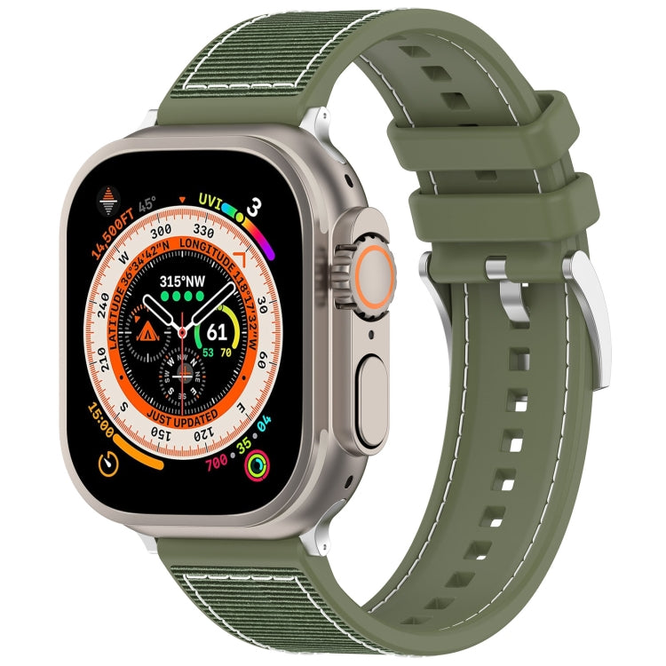 For Apple Watch Series 5 44mm Official Buckle Hybrid Nylon Braid Silicone Watch Band(Green) - Watch Bands by PMC Jewellery | Online Shopping South Africa | PMC Jewellery