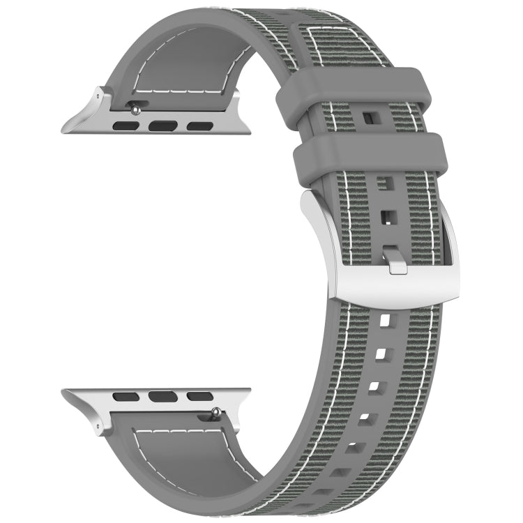 For Apple Watch Series 2 38mm Official Buckle Hybrid Nylon Braid Silicone Watch Band(Grey) - Watch Bands by PMC Jewellery | Online Shopping South Africa | PMC Jewellery