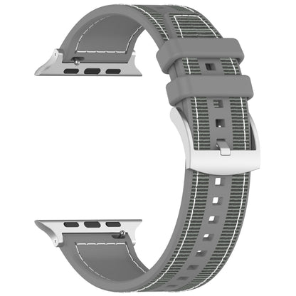 For Apple Watch 38mm Official Buckle Hybrid Nylon Braid Silicone Watch Band(Grey) - Watch Bands by PMC Jewellery | Online Shopping South Africa | PMC Jewellery