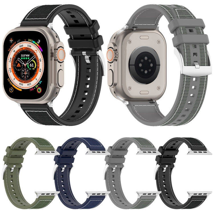 For Apple Watch 38mm Official Buckle Hybrid Nylon Braid Silicone Watch Band(Grey) - Watch Bands by PMC Jewellery | Online Shopping South Africa | PMC Jewellery