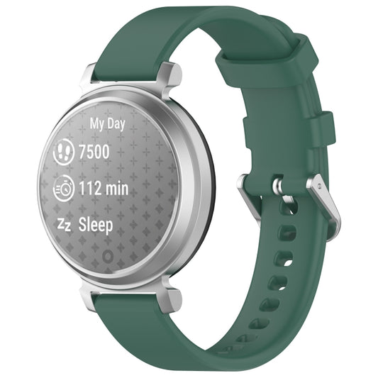 For Garmin Lily 2 14mm Silver Buckle Silicone Watch Band Wristband(Dark Green) - Watch Bands by PMC Jewellery | Online Shopping South Africa | PMC Jewellery