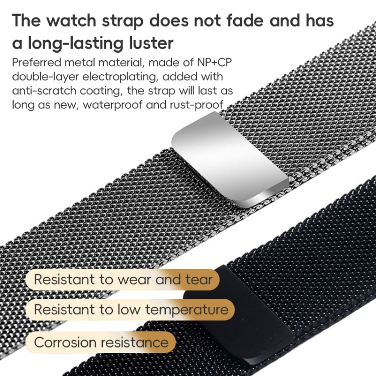 For Apple Watch Series 7 45mm ZGA Milanese Magnetic Metal Watch Band(Black) - Watch Bands by ZGA | Online Shopping South Africa | PMC Jewellery