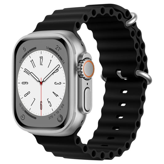 For Apple Watch Series 6 44mm ZGA Ocean Silicone Watch Band(Black) - Watch Bands by ZGA | Online Shopping South Africa | PMC Jewellery