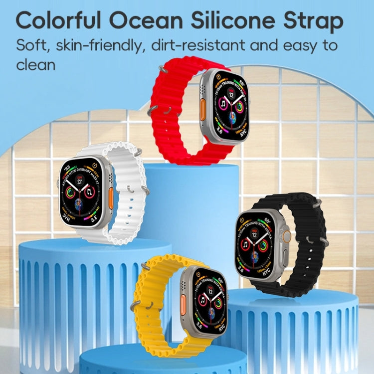 For Apple Watch SE 44mm ZGA Ocean Silicone Watch Band(White) - Watch Bands by ZGA | Online Shopping South Africa | PMC TechLife | Buy Now Pay Later Mobicred