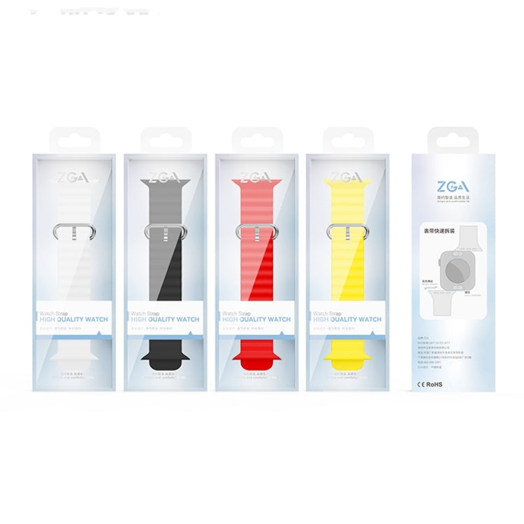 For Apple Watch 42mm ZGA Ocean Silicone Watch Band(White) - Watch Bands by ZGA | Online Shopping South Africa | PMC TechLife | Buy Now Pay Later Mobicred