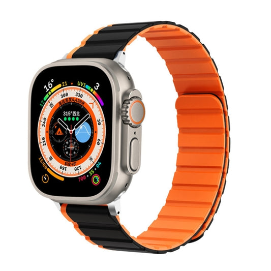 For Apple Watch SE 2023 44mm ZGA Two Color Magnetic Silicone Watch Band(Black+Orange) - Watch Bands by ZGA | Online Shopping South Africa | PMC Jewellery