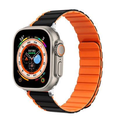 For Apple Watch Ultra 49mm ZGA Two Color Magnetic Silicone Watch Band(Black+Orange) - Watch Bands by ZGA | Online Shopping South Africa | PMC Jewellery