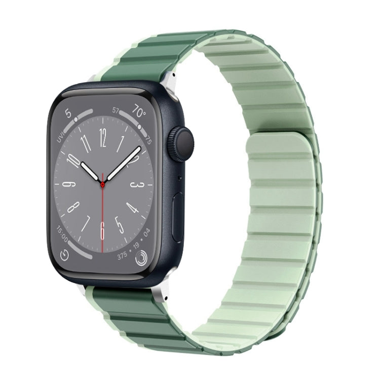 For Apple Watch Series 8 45mm ZGA Two Color Magnetic Silicone Watch Band(Dark Green+Light Green) - Watch Bands by ZGA | Online Shopping South Africa | PMC Jewellery | Buy Now Pay Later Mobicred