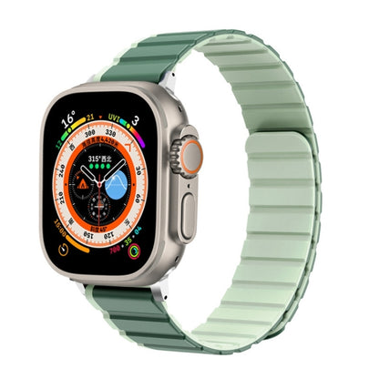 For Apple Watch Series 6 44mm ZGA Two Color Magnetic Silicone Watch Band(Dark Green+Light Green) - Watch Bands by ZGA | Online Shopping South Africa | PMC Jewellery