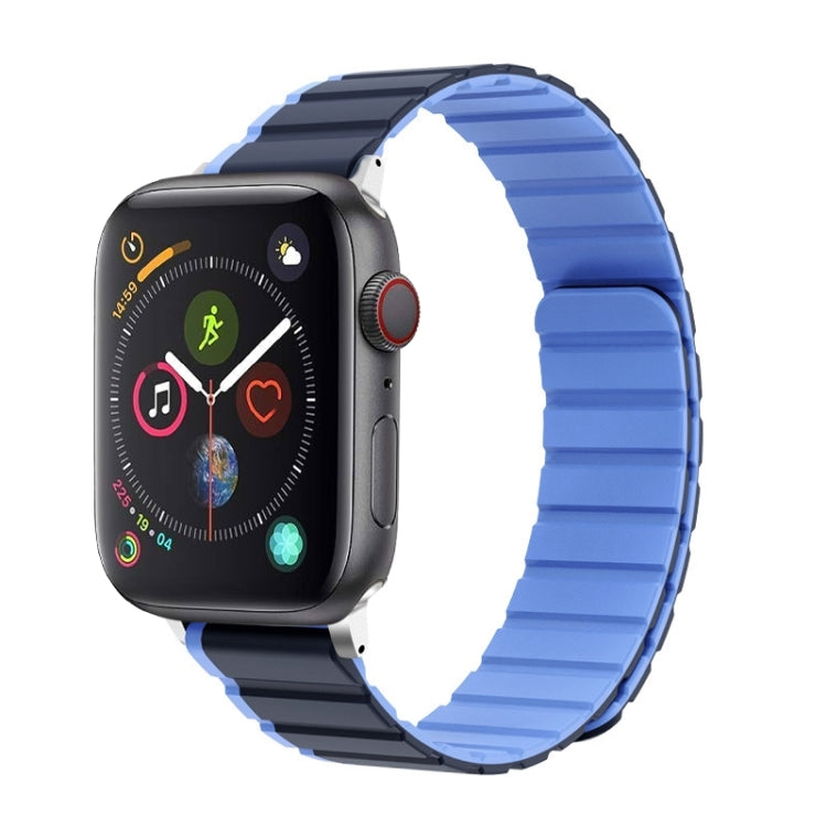 For Apple Watch Series 4 44mm ZGA Two Color Magnetic Silicone Watch Band(Dark Blue+Light Blue) - Watch Bands by ZGA | Online Shopping South Africa | PMC Jewellery | Buy Now Pay Later Mobicred