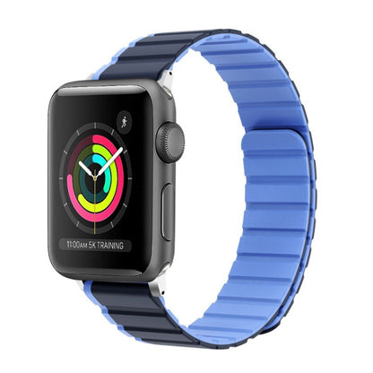 For Apple Watch Series 2 42mm ZGA Two Color Magnetic Silicone Watch Band(Dark Blue+Light Blue) - Watch Bands by ZGA | Online Shopping South Africa | PMC Jewellery | Buy Now Pay Later Mobicred