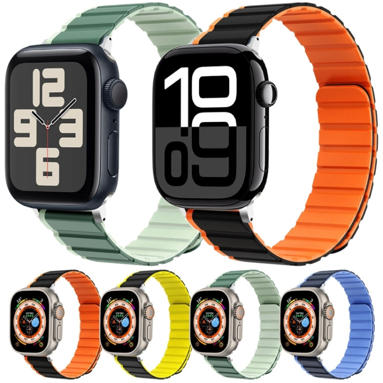 For Apple Watch Series 8 45mm ZGA Two Color Magnetic Silicone Watch Band(Dark Blue+Light Blue) - Watch Bands by ZGA | Online Shopping South Africa | PMC Jewellery | Buy Now Pay Later Mobicred