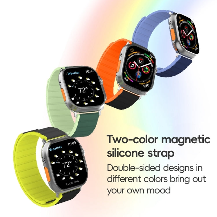 For Apple Watch SE 2022 44mm ZGA Two Color Magnetic Silicone Watch Band(Dark Blue+Light Blue) - Watch Bands by ZGA | Online Shopping South Africa | PMC Jewellery | Buy Now Pay Later Mobicred