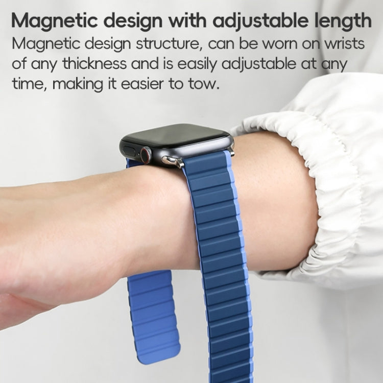 For Apple Watch Ultra 49mm ZGA Two Color Magnetic Silicone Watch Band(Dark Blue+Light Blue) - Watch Bands by ZGA | Online Shopping South Africa | PMC Jewellery