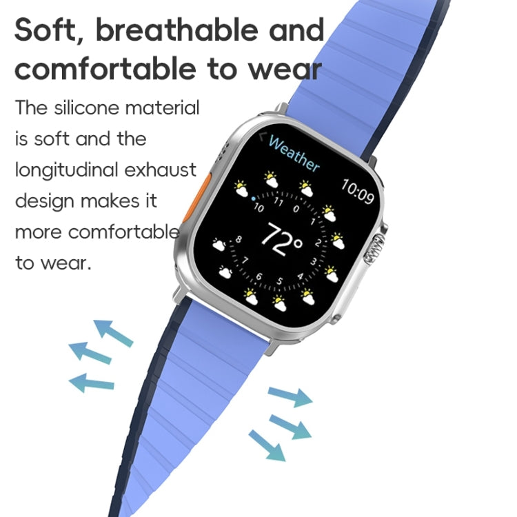 For Apple Watch Series 2 42mm ZGA Two Color Magnetic Silicone Watch Band(Dark Blue+Light Blue) - Watch Bands by ZGA | Online Shopping South Africa | PMC Jewellery | Buy Now Pay Later Mobicred