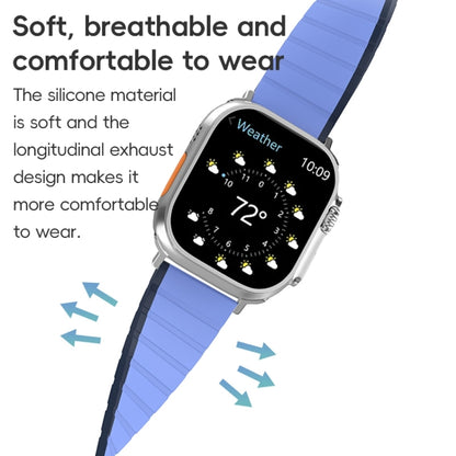 For Apple Watch SE 2022 44mm ZGA Two Color Magnetic Silicone Watch Band(Dark Blue+Light Blue) - Watch Bands by ZGA | Online Shopping South Africa | PMC Jewellery | Buy Now Pay Later Mobicred