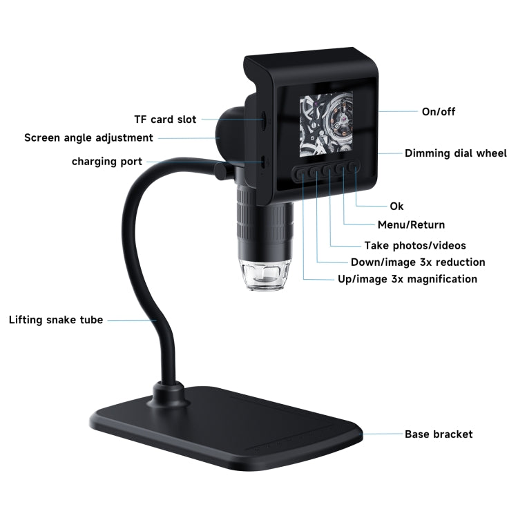 P190 1000X Desktop HD Digital Microscope with 2.4 inch Screen - Digital Microscope by PMC TechLife | Online Shopping South Africa | PMC TechLife | Buy Now Pay Later Mobicred